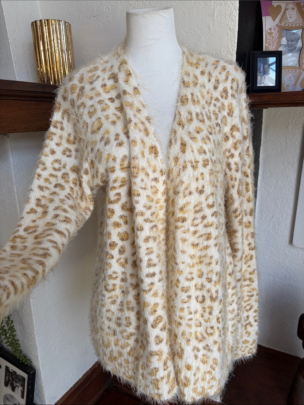Peyton Primrose Leopard Eyelash Fuzzy Cardigan